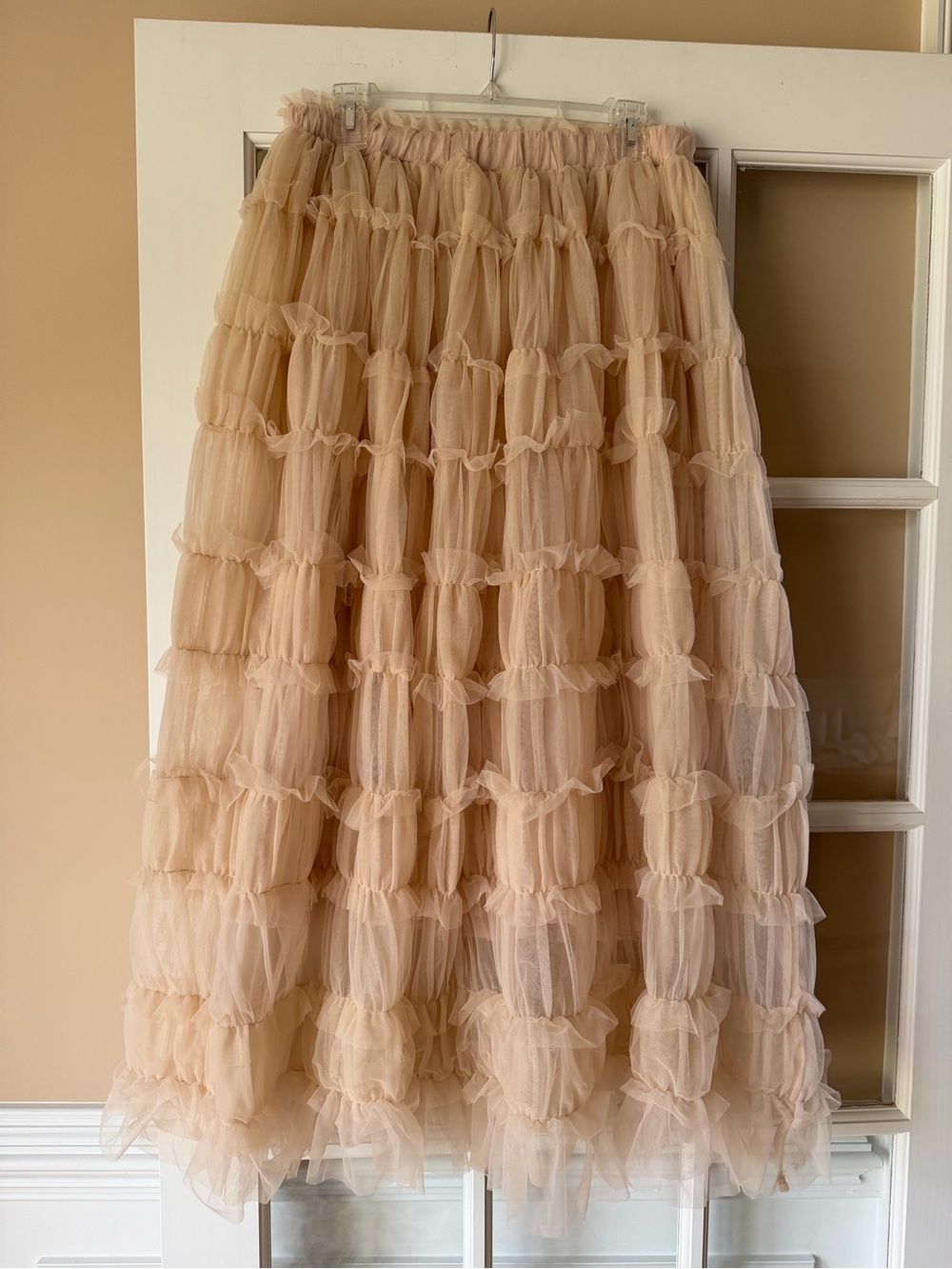 By Anthropologie Shirred Tulle Maxi Skirt Size Large - Picture 5 of 8